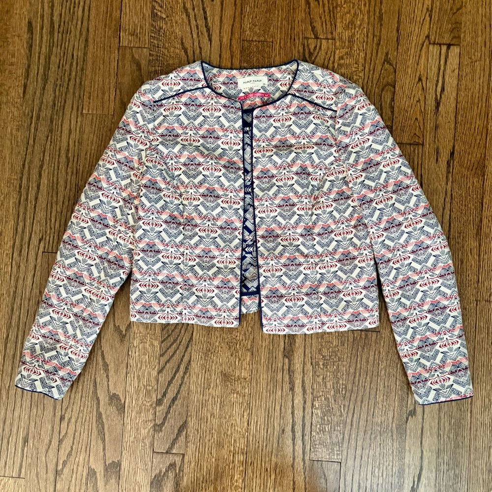 NAF NAF Aztec Graphic Print Cropped Jacket EU 38/US 8 - Multicolor